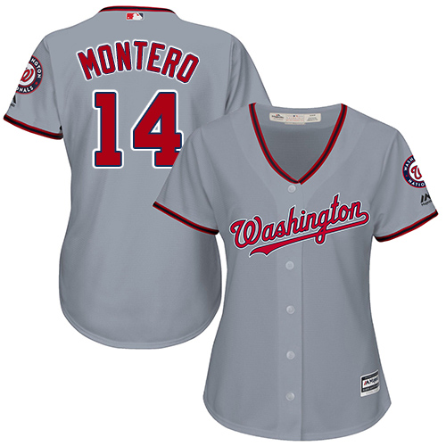 Nationals #14 Miguel Montero Grey Road Women's Stitched MLB Jersey - Click Image to Close